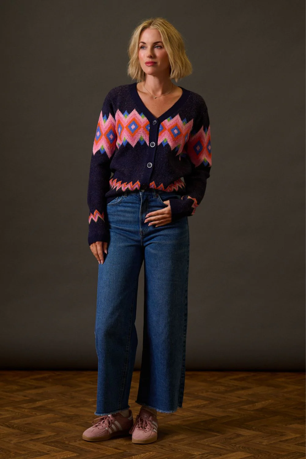 Izzy Cardigan - Navy, Diamond Fairisle - Image 7