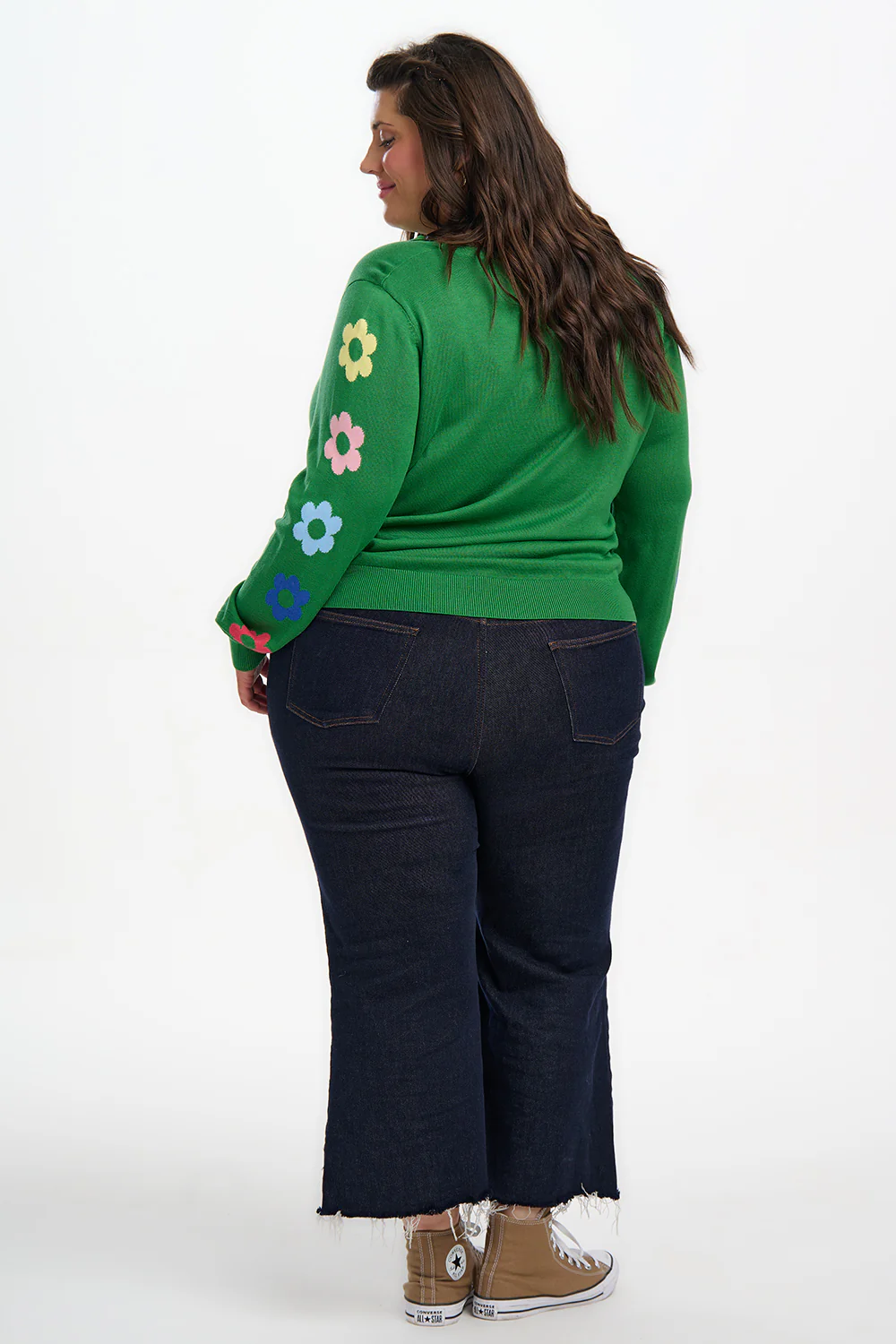Rita Jumper - Green, Flower Sleeves - Image 5